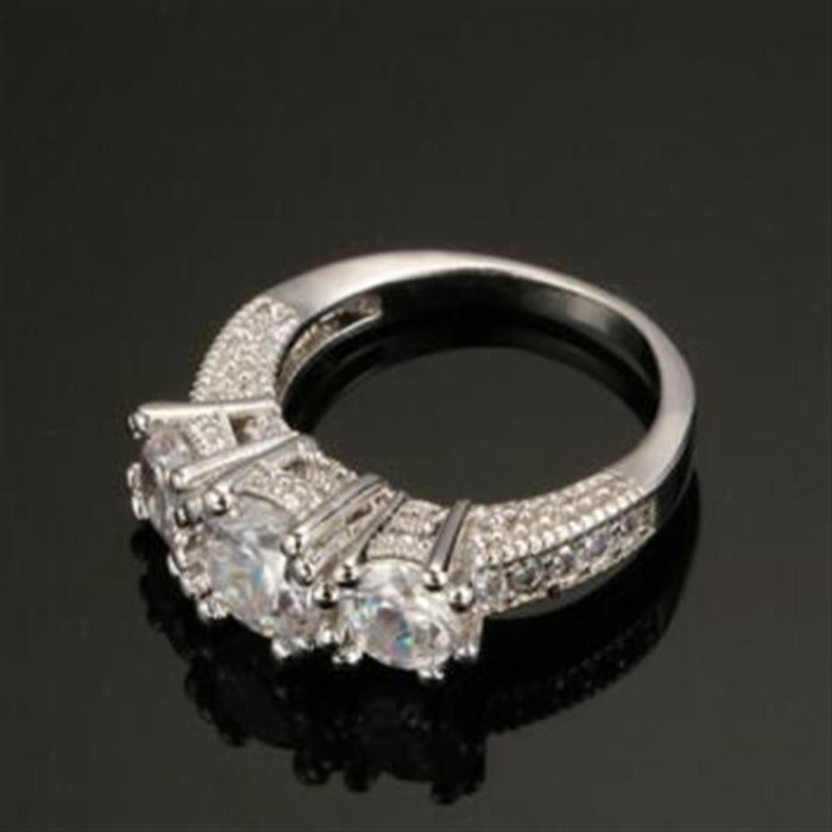 Fashionable 3 25ct 14K White Gold -plated diamond creative Engagement Ring284b