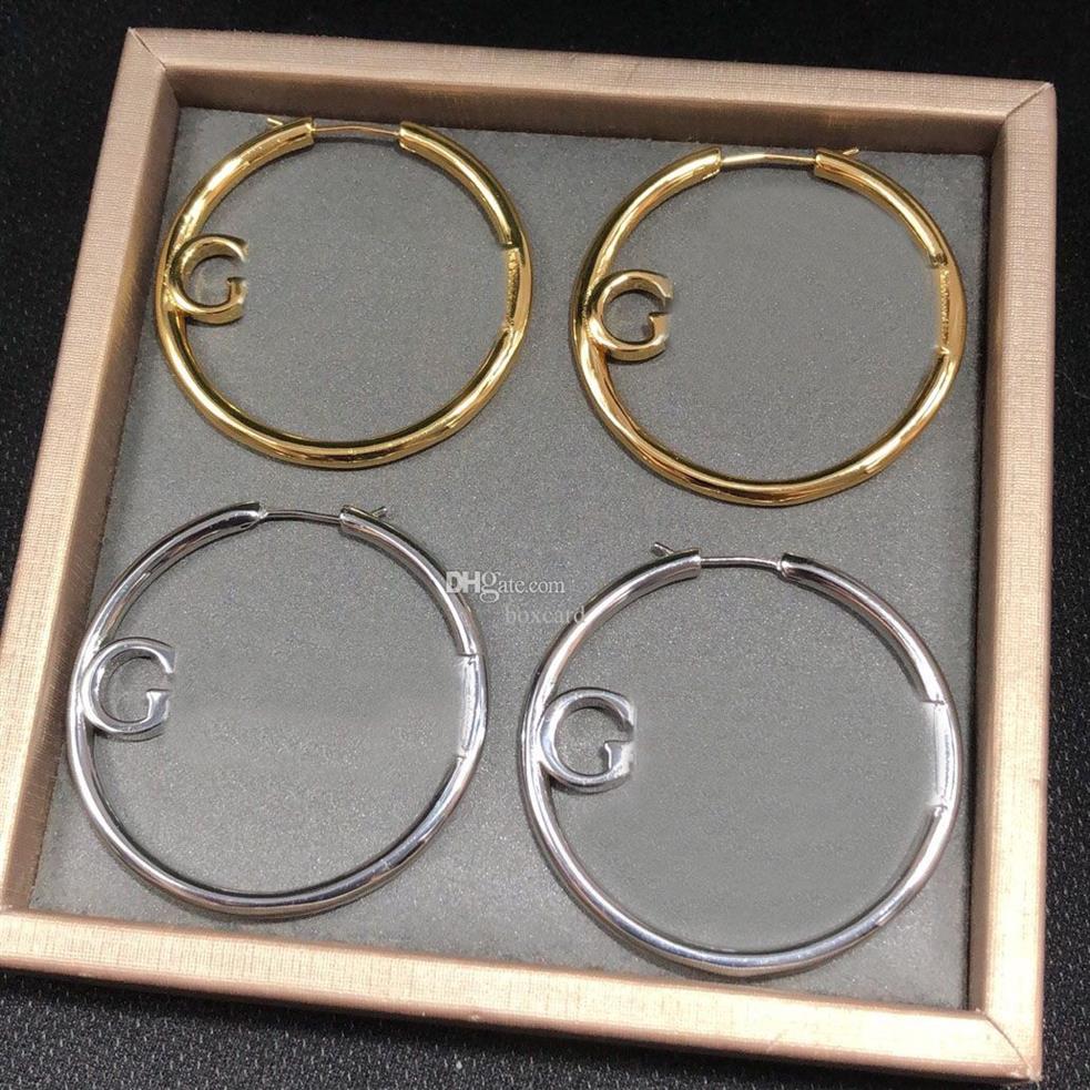 Vintage Designer Letter Ear Hoops Charm Golden Silver Earrings Ladies Stora Big Studs Women Earndrops With Box236Z