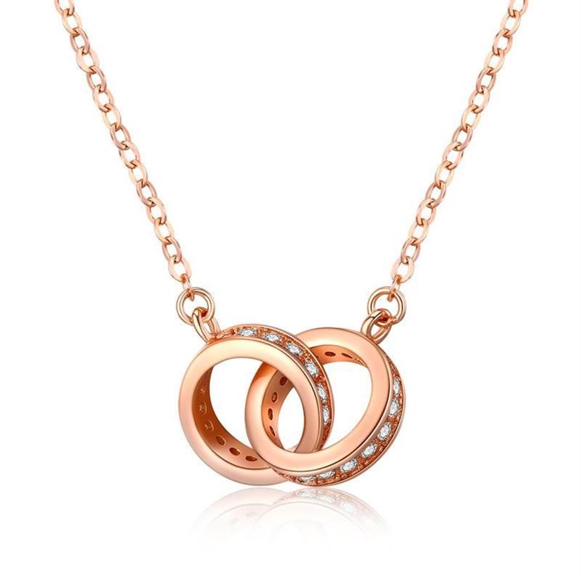 Pendant Necklaces Special Round Interlocking Necklace Exquisite Good Luck Double Circles Diamond Women Ring Jewelry GiftsPendant P246B