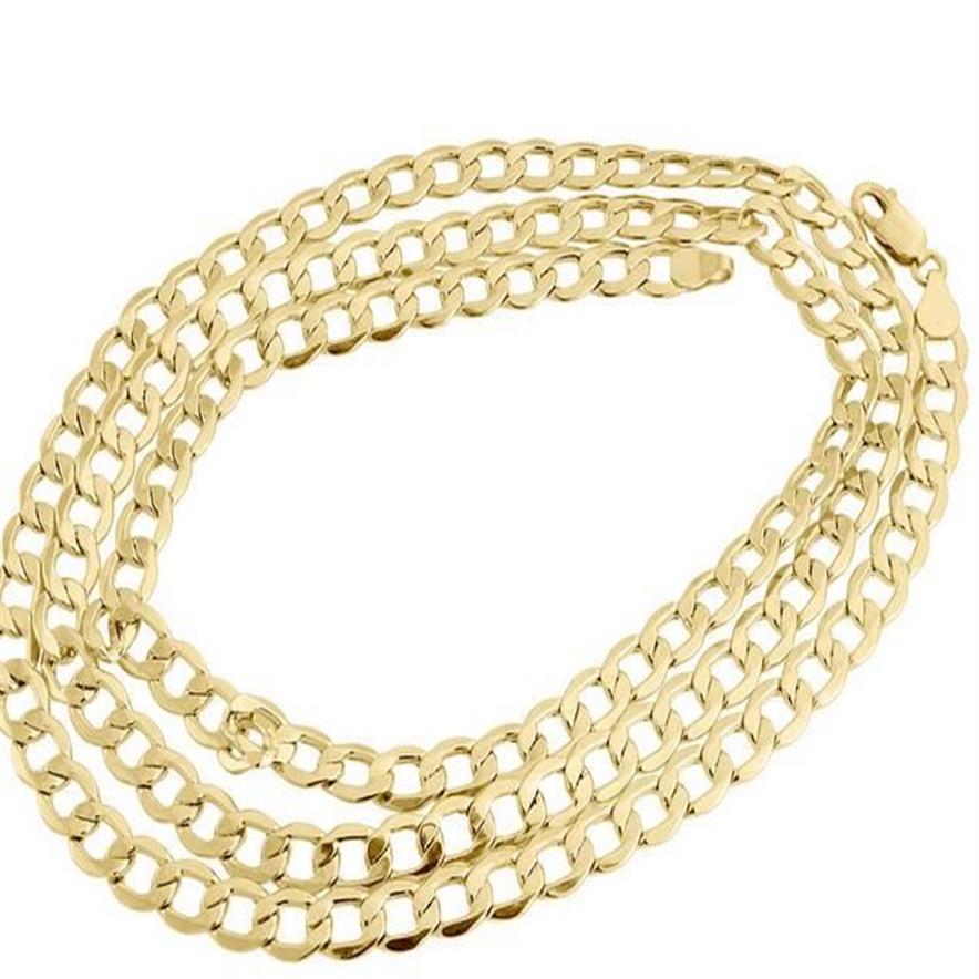 Collier chaîne à maillons cubains creux pour hommes en or jaune 14 carats 6 50 MM 16-30 pouces244z