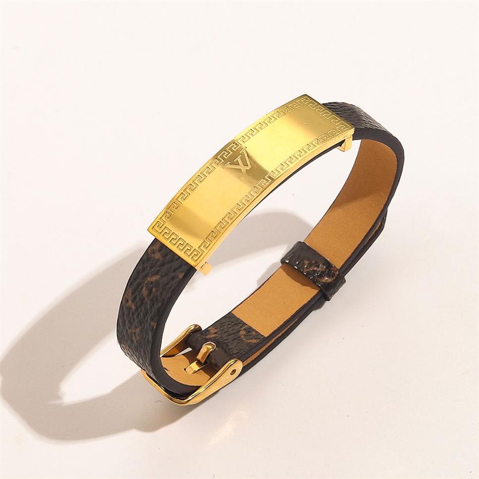 Novo estilo de moda pulseiras mulheres pulseira designer jóias couro falso 18k banhado a ouro pulseira de aço inoxidável das mulheres casamento gif282o