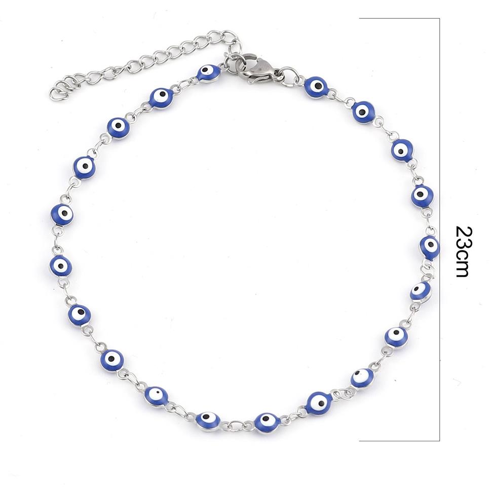 2021 di Modo di Estate Occhio Turco Cavigliera In Acciaio Inox Smalto Rotondo Evil Eye Cavigliere Bracciali Le Donne Uomo Gioielli Gifts282R