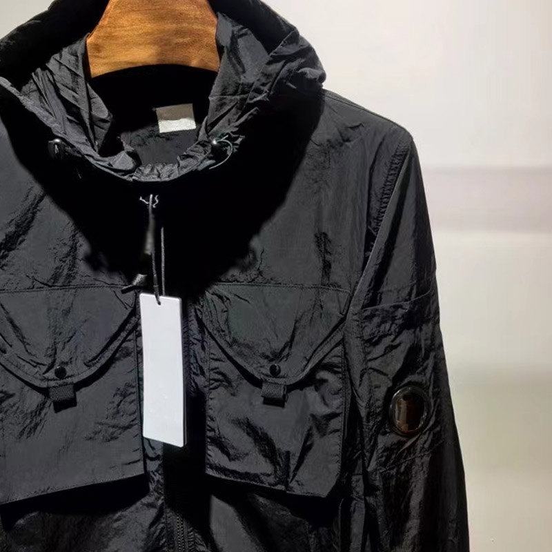 Moda kapşonlu ceket gevşek monte erkek ceket topstoney düz renkli kol bandı açık fermuarlı ceket sonbahar ve kış erkekleri rüzgar geçirmez spor açık pelerin üst katlar