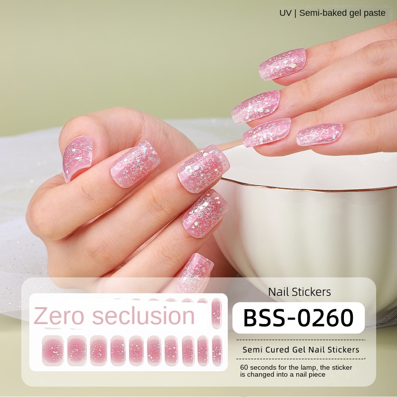 Semi-Cured Gel Nail Strips French Tip and Clear Base French Manicure Strips Nail Wrap Gel Nail Sticker