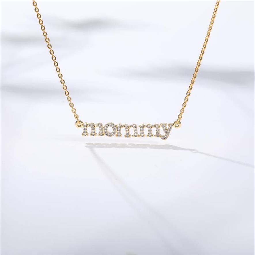 Новое персонализированное ожерелье с цирконом в виде буквы «мама», подвеска для женщин, кристаллическое колье-цепочка, ювелирные изделия на день матери, день рождения Gif340n