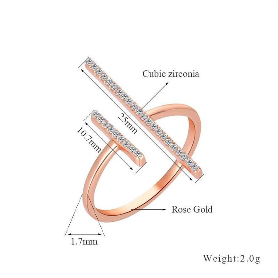 Anéis de cluster marca ajustável jóias moda prata rosa cor de ouro cristal zircão anel de dedo de casamento para mulheres bague247f