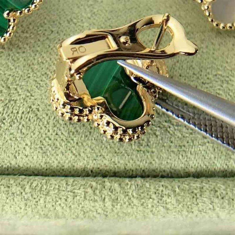 S925 sterling zilveren dames oorbellen met parelmoer ingelegd Klaver hoogwaardige sieraden 2021 nieuwe stijl AA220315222N