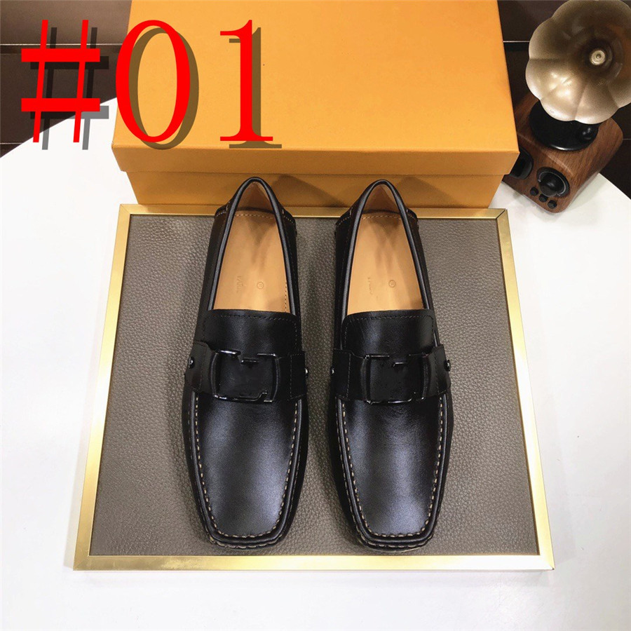 40model New Black Designer Laiders Men Flock Flock Business Brown Breypable on Solid Solid Shoes Handmade Free Size 38-47