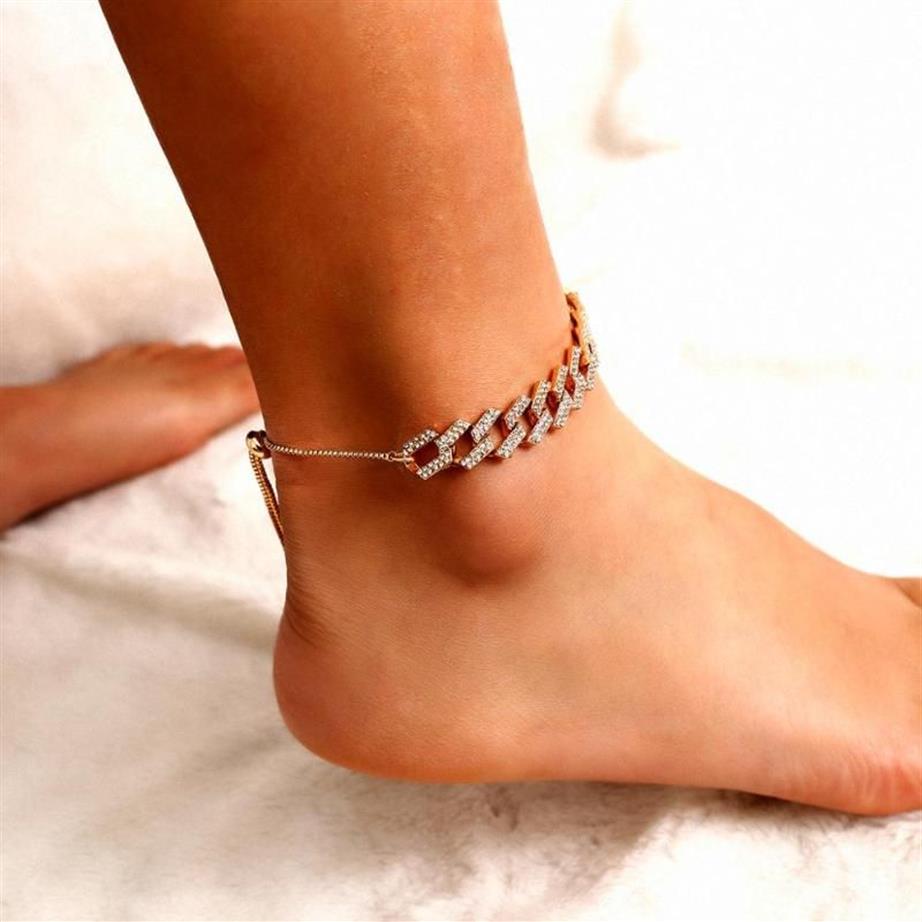 Ingemark tornozeleiras elásticas boêmias femininas, cor dourada, cristal, sandálias descalças, corrente de tornozelo, joias para pés de praia, presente 240g