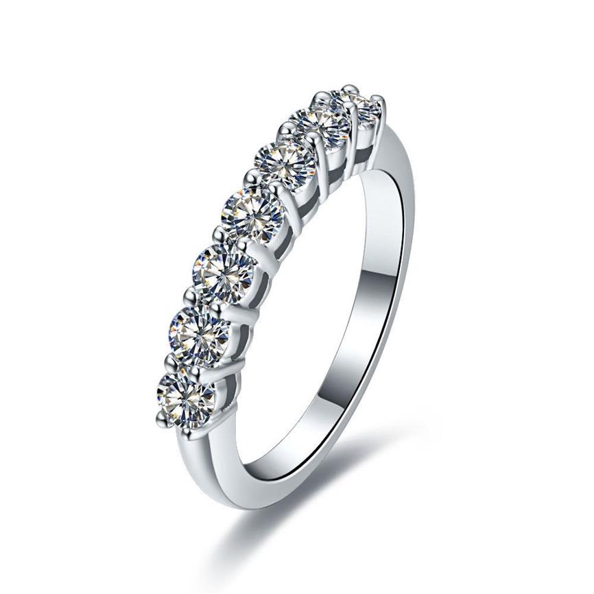 7 Kamienie Cała kropla 0 7ct Sona Diamentowy pierścień dla kobiet srebrna biżuteria PT950 Stamped Platinum Plate S18101002215H