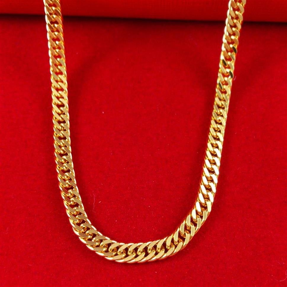 Mens Heavy 18k Yellow Gold Filled Cuban Link Chain Necklace 20in - Solid166f
