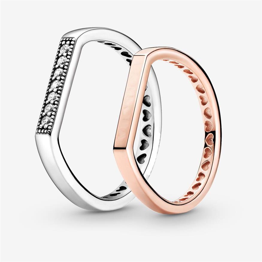 New Brand 925 Sterling Silver Sparkling Bar Stacking Ring For Women Wedding Rings Fashion Jewelry260U