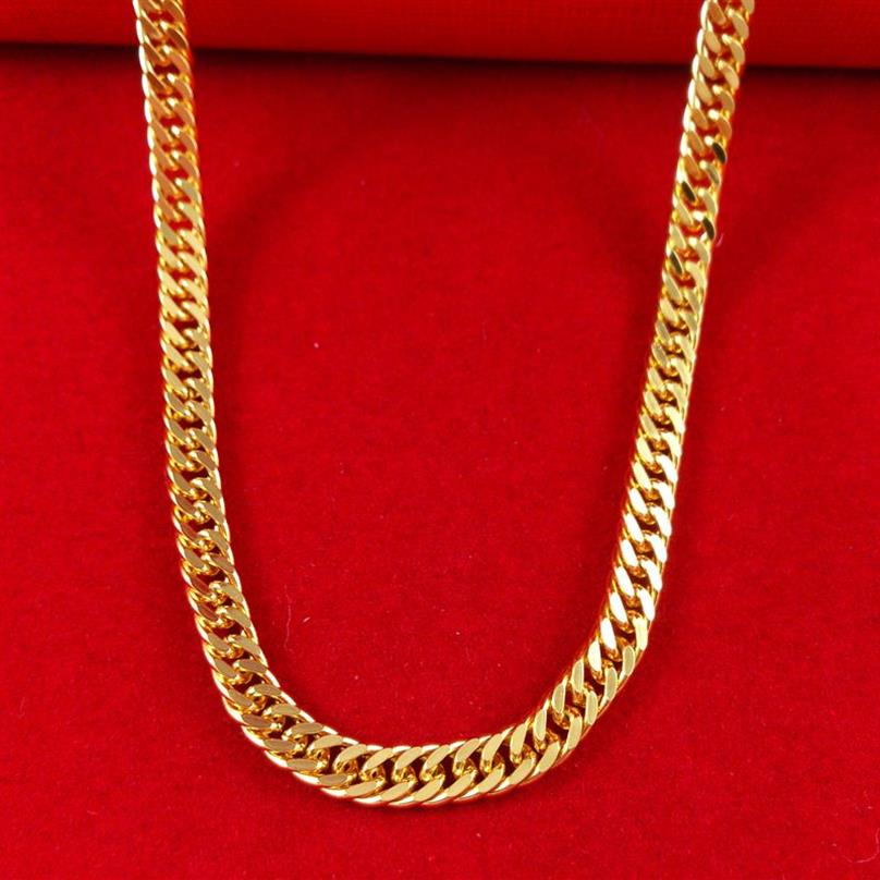 HEREN ZWARE 18K GEEL GOUD GEVULDE CUBAANSE KETTINGKETTING 20 IN - SOLID252n