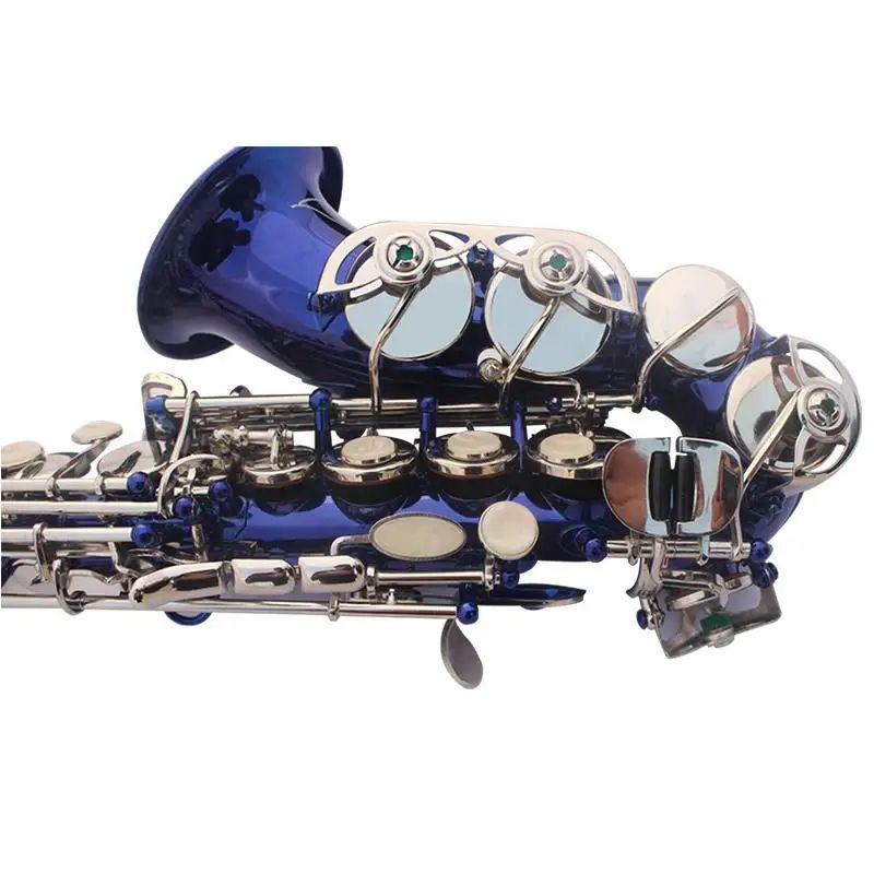 Sopran av bästa kvalitet Saxofon krökt saxofon Sky Blue B Musikinstrument med munstycke Reed Case AAA