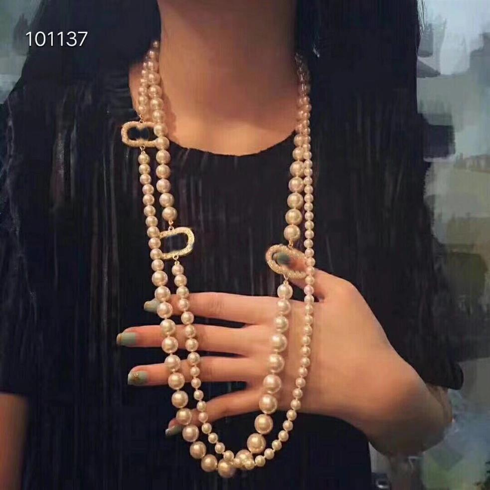 mode långa pärlhalsband för kvinnor fest bröllopälskare gåva brud halsband designer smycken med flanell bag338h