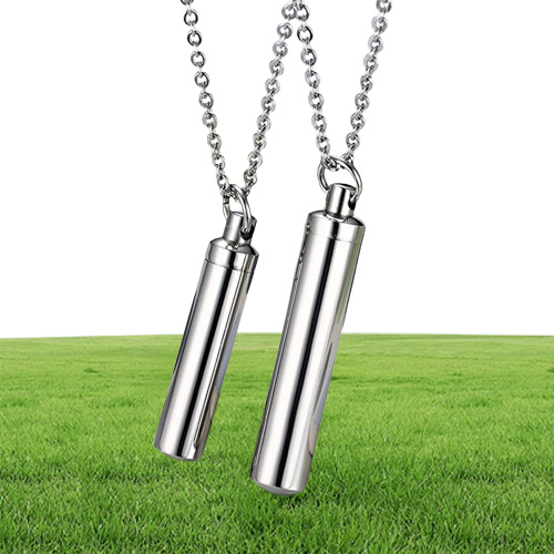 High Polished Stainless Steel Cylinder Memorial Urn Pendant Necklace Ash 4942955
