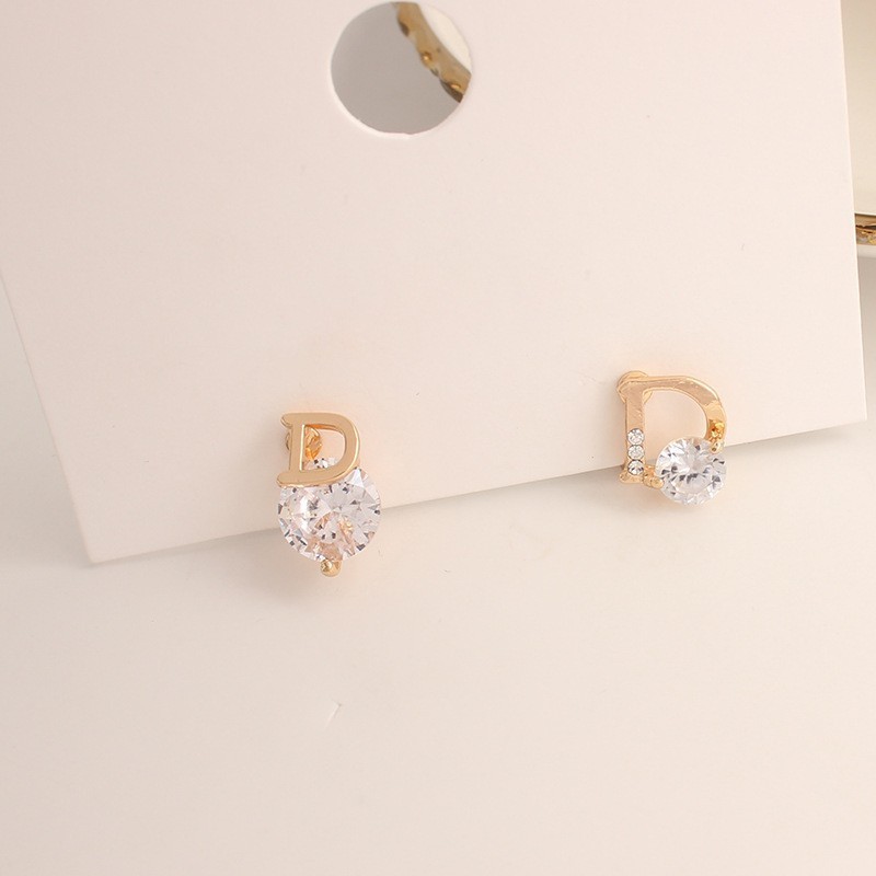 Boucles d'oreilles asymétriques en zircon pour femmes, plaqué or 18 carats, bijoux de marque, haute qualité, luxe, tempérament féminin