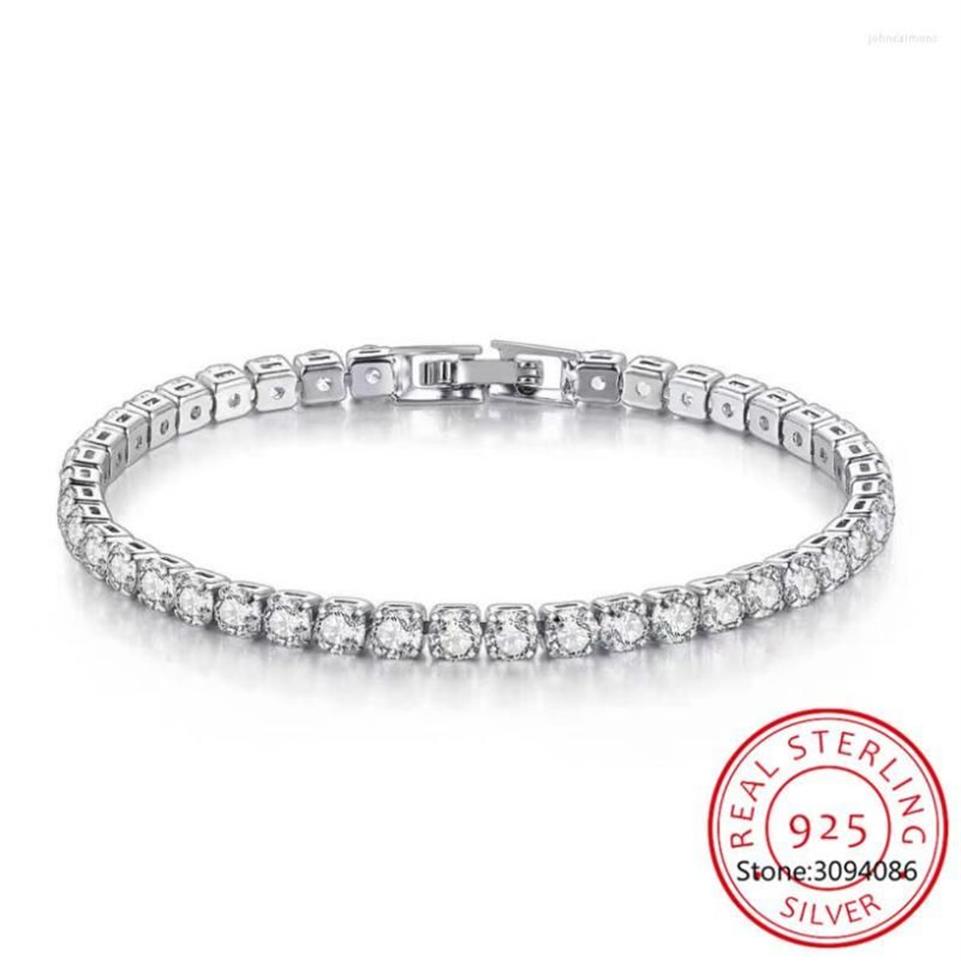 Link-Armbänder Echtes Moissanit-Armband für Frauen SS925 Sterling Silber 4 mm Diamanten Armreifen Ketten mit GRA-Zertifikat Fein Jewe251O