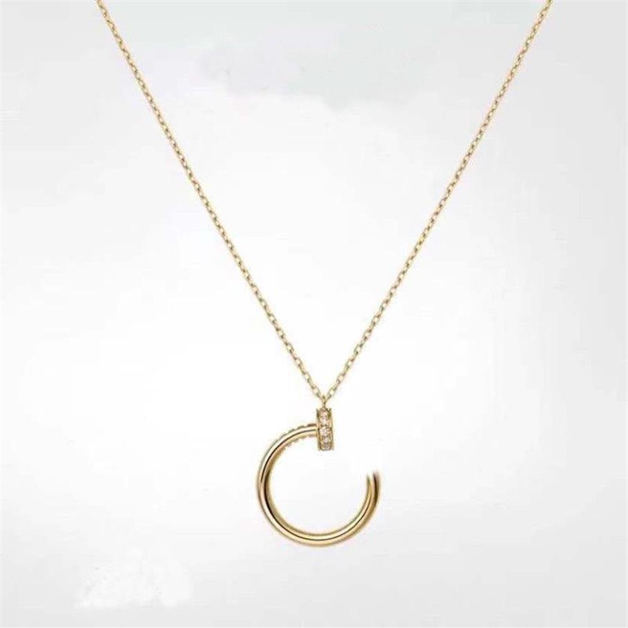 Ny stil diamantguld silverhänge halsband för män och kvinnor modedesigner design rostfritt stål nagel smycken219z