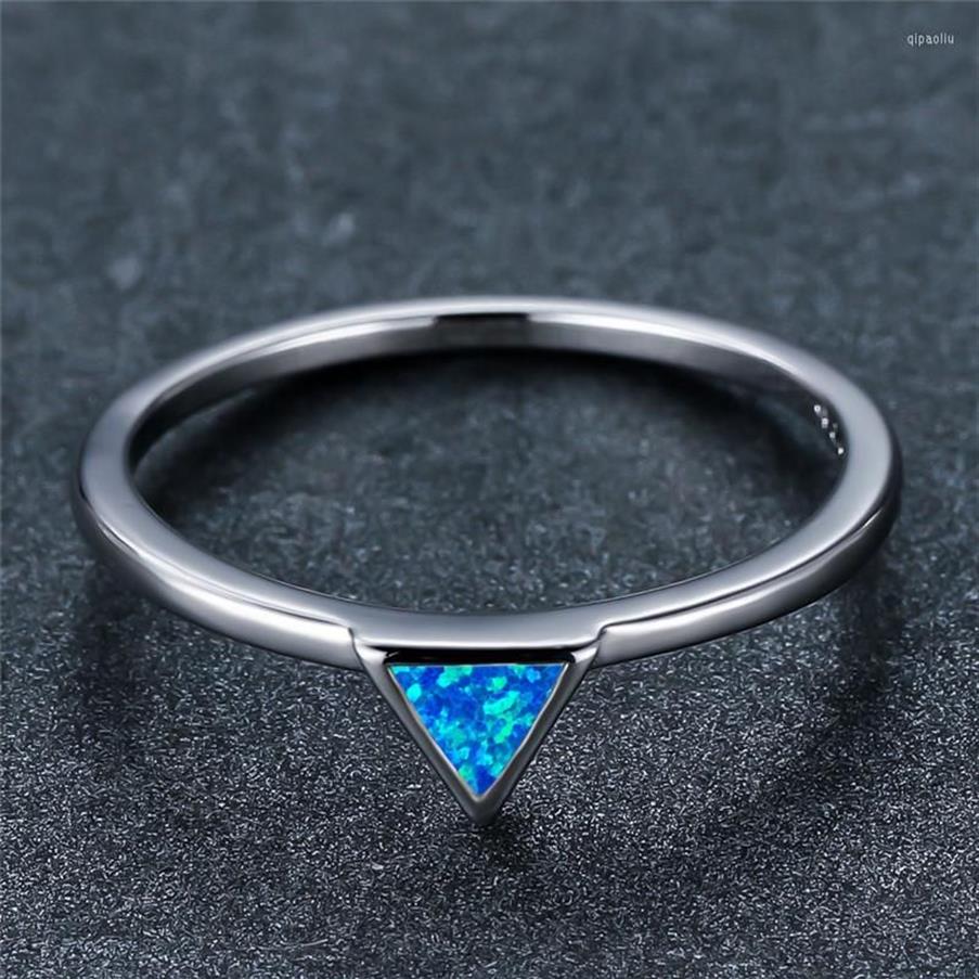 Klusterringar trendiga guld silver färg vigselring vit blå opal engagemang tunn minimalistisk triangel liten sten för kvinnor part311l