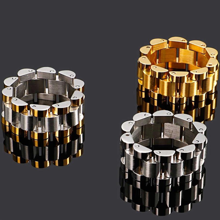 Goldenes Edelstahl-Herrenarmband für Männer, 10 mm breite Uhrenkette, Damen- und Damenarmbänder, ganze Jungenschmuck Accessor307E