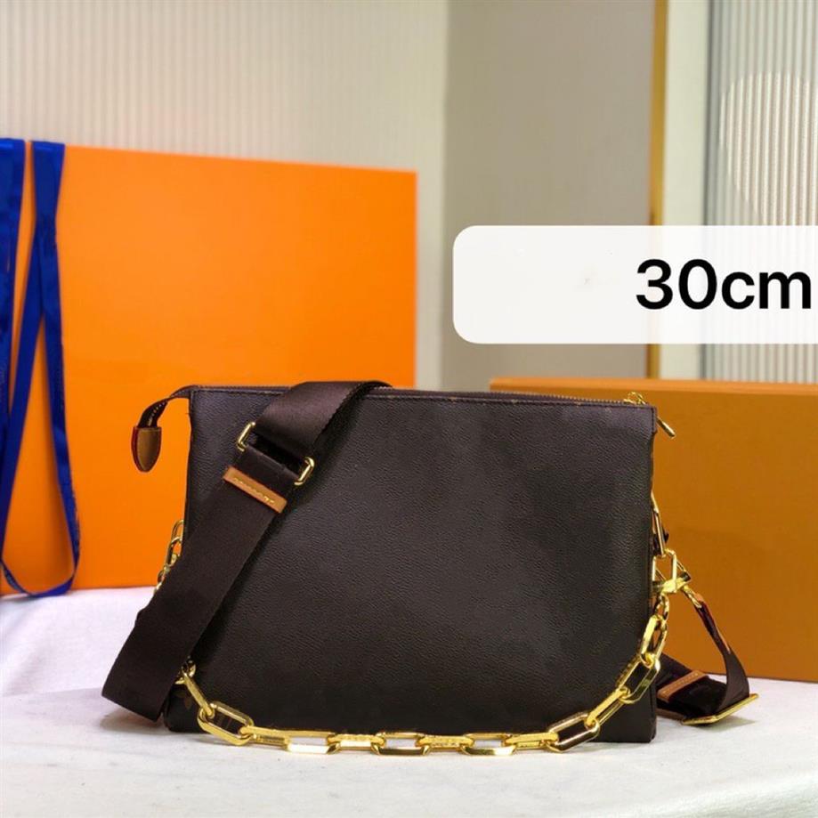 갈색 꽃 쿠스 신 크로스 바디 숄더백 캔버스 스트랩 26cm 30cm 디자이너 여성 Purses302m