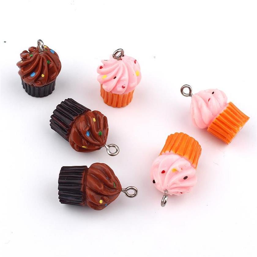 Charmes / Chocolat Gâteau Crème Résine Pour Boucle D'oreille Résultats 3D Charme Alimentaire Goutte Keychian Pendentif Bijoux Accessoire212z