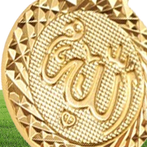 Women Men039s Faith Solid Gold GF 24K Yellow Chain Round Shape Pendant Jewelry 196quot Classic Muslim Whole4621989