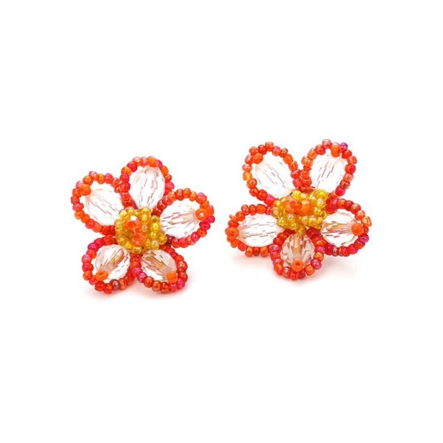 Stud Sell Diy Woven Rice Bead Flower örhängen Europeiska och amerikansk retro Söt stil Fashion Jewelry Gift2335