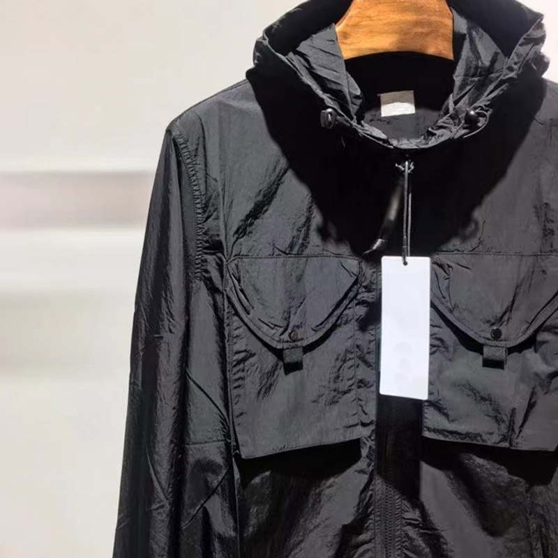 Moda kapşonlu ceket gevşek monte erkek ceket topstoney düz renkli kol bandı açık fermuarlı ceket sonbahar ve kış erkekleri rüzgar geçirmez spor açık pelerin üst katlar