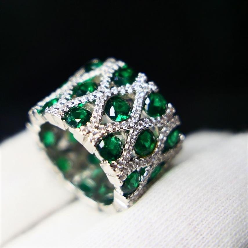 KQDANCE WAME S CREATE Green Blue Red Stone 18K White Gold Plated Rings와 함께 Emerald Tanzanite Ruby Ring