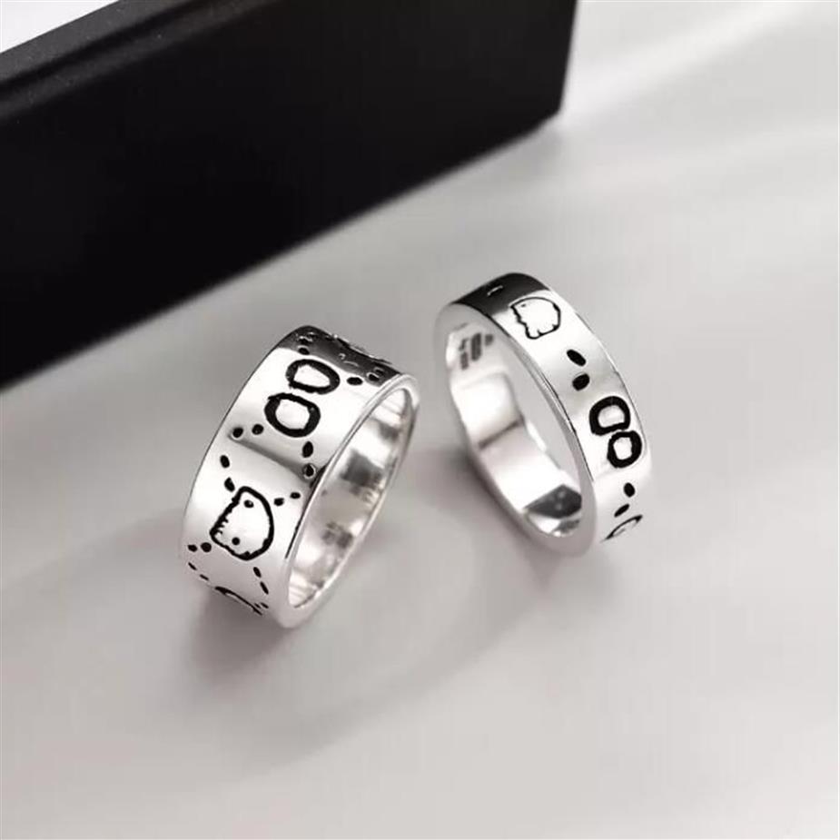 schedel Straat titanium staal Band ring mode paar partij bruiloft mannen en vrouwen sieraden punk ringen cadeau met box298P