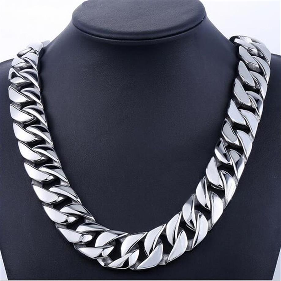 24mm Mannen Zilveren Curb Cubaanse Link Ronde Ketting Super Zware Dikke Punk Rock Hiphop Vrouwen Goud 316L Rvs Bike Biker Chain1864