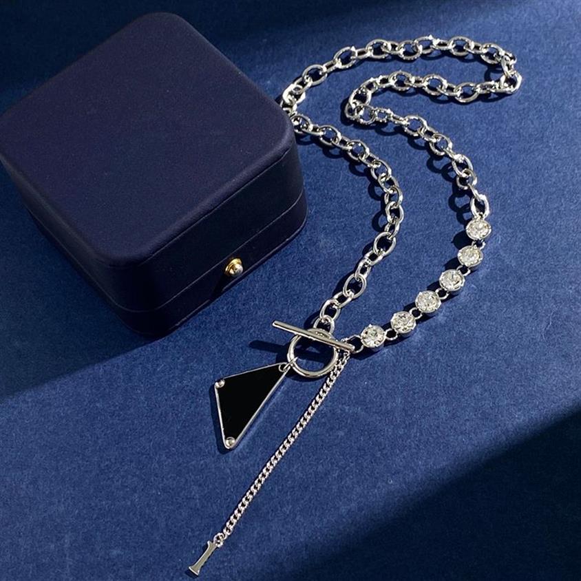 Projektant srebrny naszyjnik biżuteria do damskiej mody Diamentowe łańcuchy naszyjniki męskie Jewelry Silver 925 Sterling Naszyjnik Pend255a