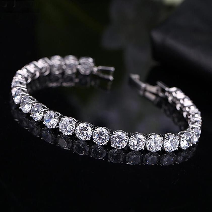 11 11 Bracelet de Tennis pour femme avec breloque 6mm rond zircon cubique Pulseira classique bijoux de mariage dame Bracelet1207Q