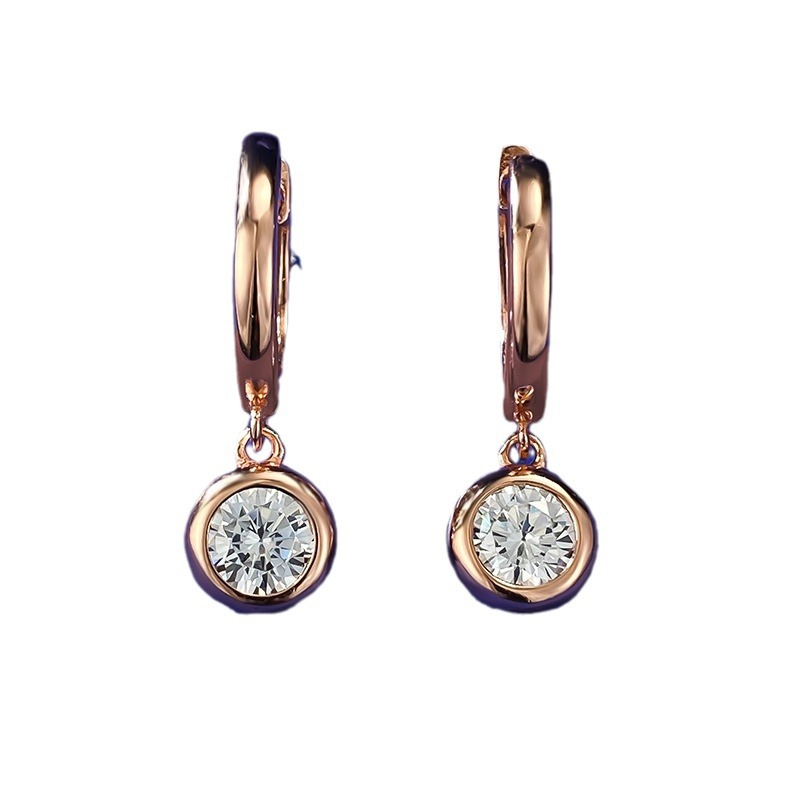 Solitaire Moissanite Diamond Dangle Earring 100% Real 925 Sterling Srebrne Kolczyki na wałek dla kobiet Bridal Jewelry Gift