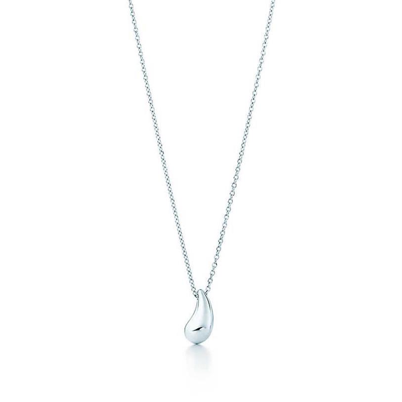 Shinetung S925 Sterling Silver Stylish Simple Silver Teardrop Necklace 1 1バレンタインとのハイエンドの女性ジュエリーギフトQ0257C