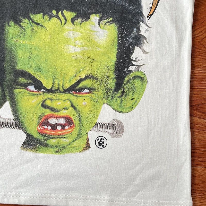 Hellstar Frankenkid Tee Vert garçons coton manches courtes T-shirt Hip Hop Manches courtes Hommes Femmes T-shirt unisexe haut en coton Hommes rétro T-shirt Été lâche T-shirt Rock SMLX