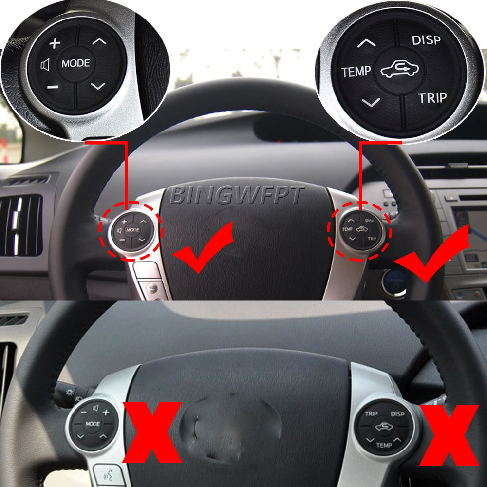 Silver Steering Wheel Phone Buttons Instrument Switch Control Button For Toyota Prius 30 XW30 2009-2015 Prius C Aqua 2014