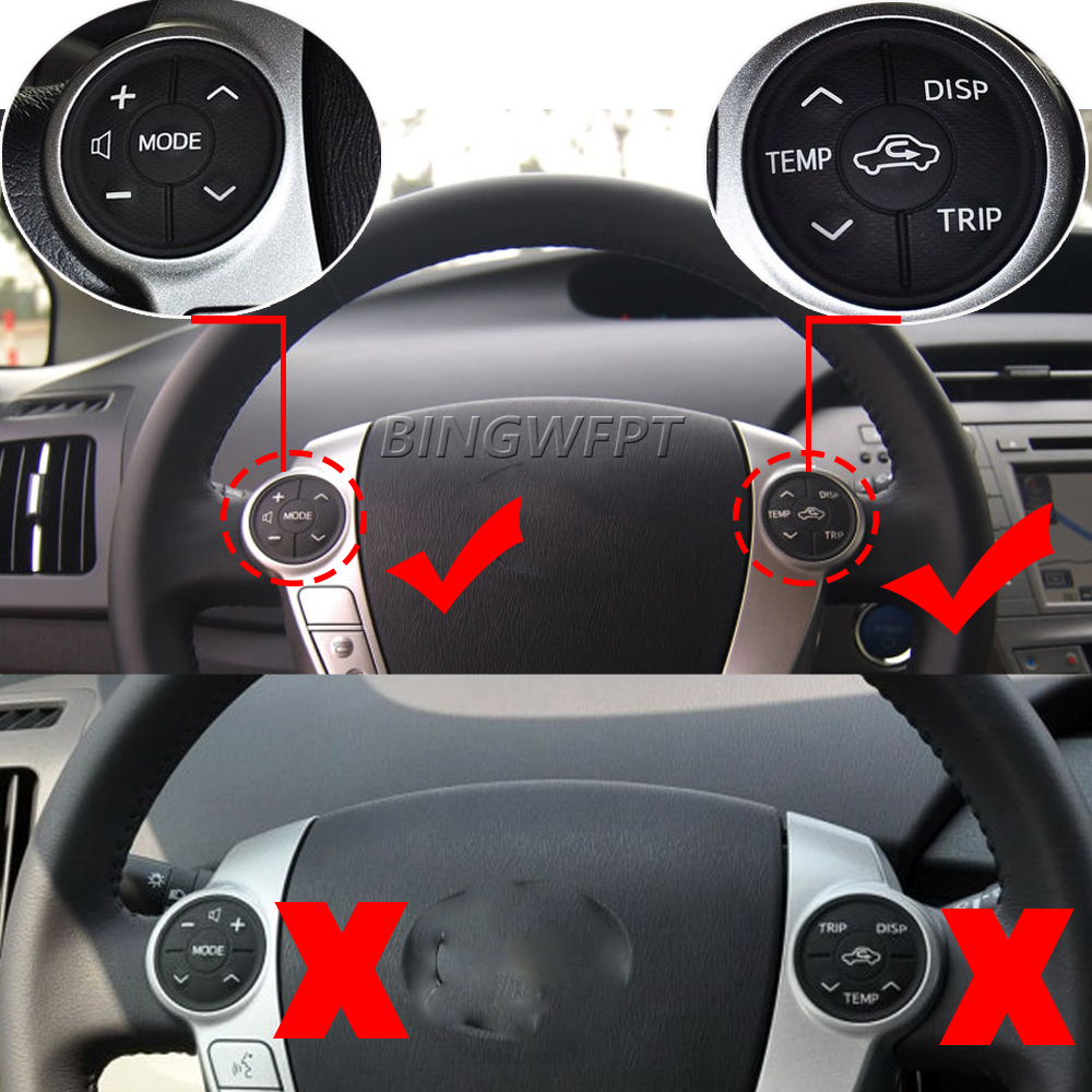 Car Accessories Steering Wheel Switch Controls Rubber For 2013 toyota prius v zvw 40 2012 2014 Toyota aqua Button