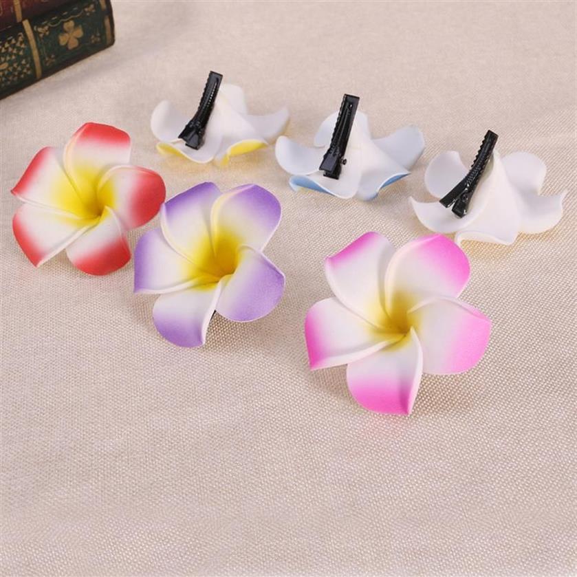 24 pz 2/4 pollici hawaiano plumeria fiore fermaglio capelli schiuma accessorio capelli la festa in spiaggia evento di nozze decorazione accessori 12 Col213F