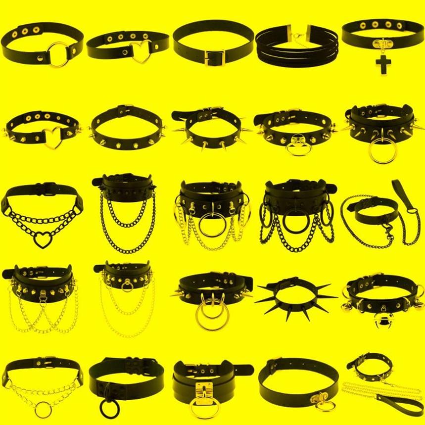 Chokers seksowne punk egirl choker kołnierz skórzana niewoli cosplay gotycka biżuteria kobiety gotycki męski naszyjnik harajuku akcesoria