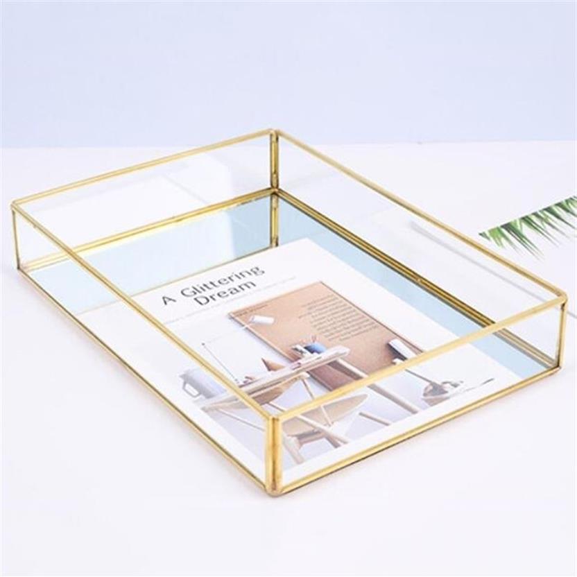Nordic Retro Jewelry Box Storage Exquisite Glass Tray for Earrings Necklace Ring Pendant Bracelet Makeup Display Stand 211105171m