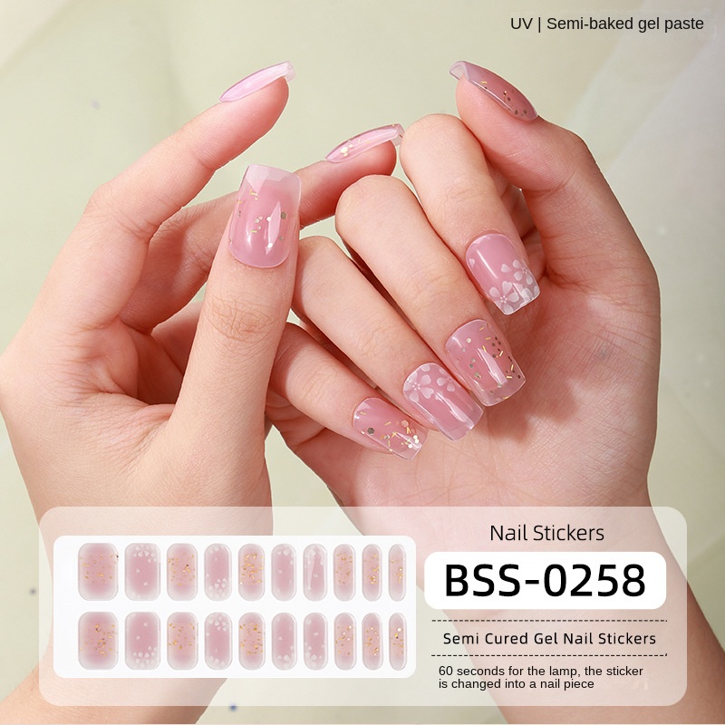 Semi-Cured Gel Nail Strips French Tip and Clear Base French Manicure Strips Nail Wrap Gel Nail Sticker