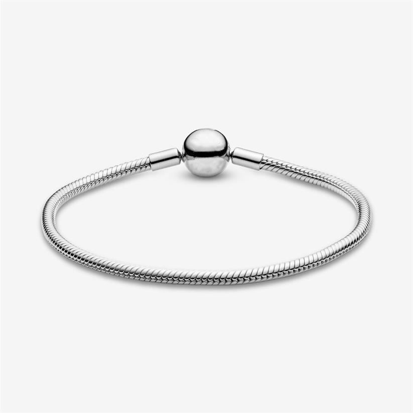 New Moments Bracciale in argento sterling 925 classico elegante con catena a forma di serpente, adatto autentico fascino europeo ciondola le donne Moda fai da te Jewel188o