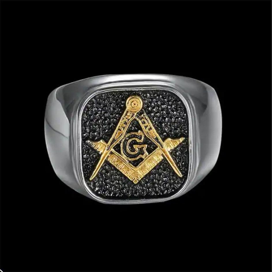 1 st Wereldwijd Gouden Mason Ring 316L Rvs Band Party Mode-sieraden Cool Man Ring222b