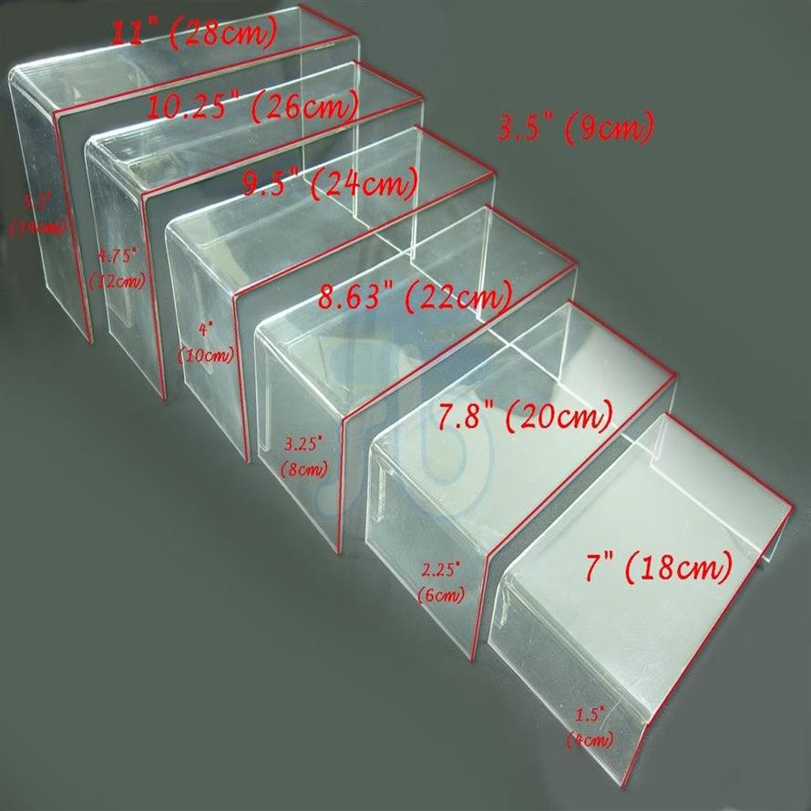 Cały tani 6 szt. Clear akrylowy wyświetlacz Riser Prezentacja stojak na białą czerń234y