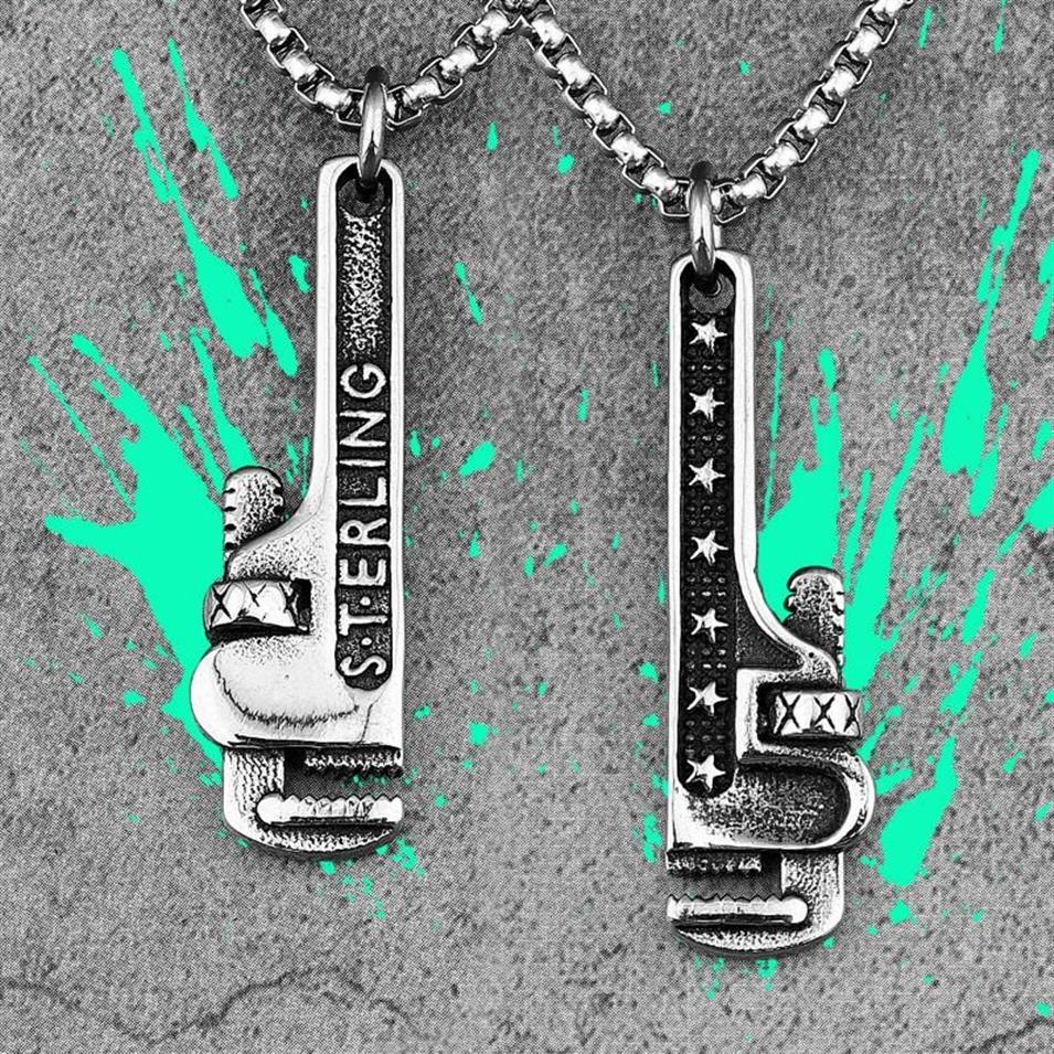 Chaînes Pipe Clé Outils En Acier Inoxydable Hommes Colliers Pendentifs Chaîne À La Mode Punk Pour Petit Ami Mâle Bijoux Créativité Cadeau Whole2829