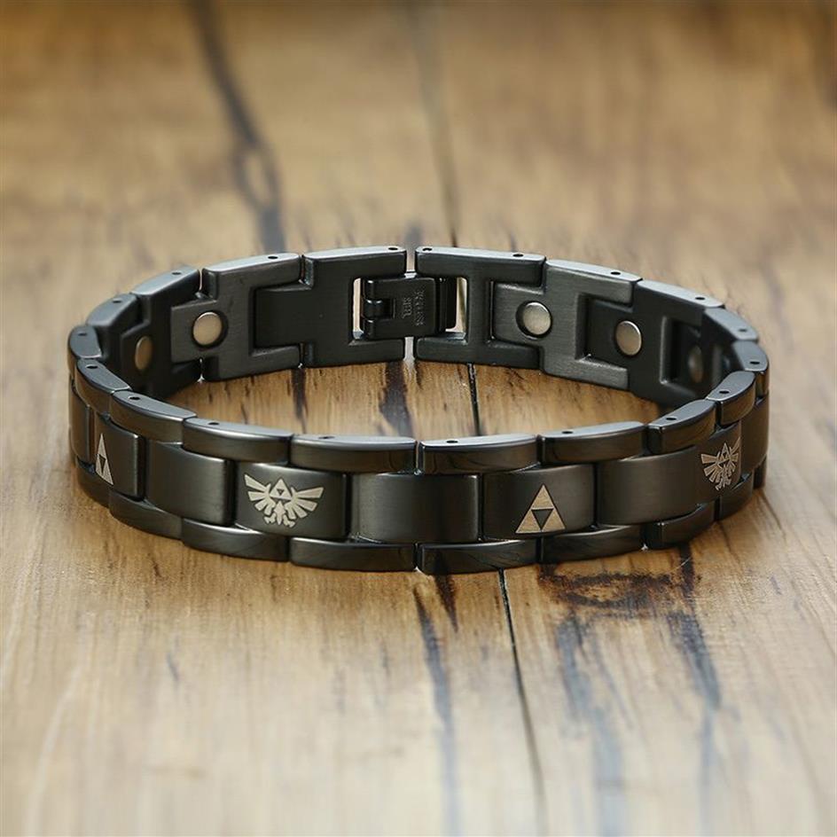 8 3 magnetische therapie armband roestvrij staal de legende van Zelda zwarte kleur magneet gezondheid genezing Bileklik Pulseira Mascul286R