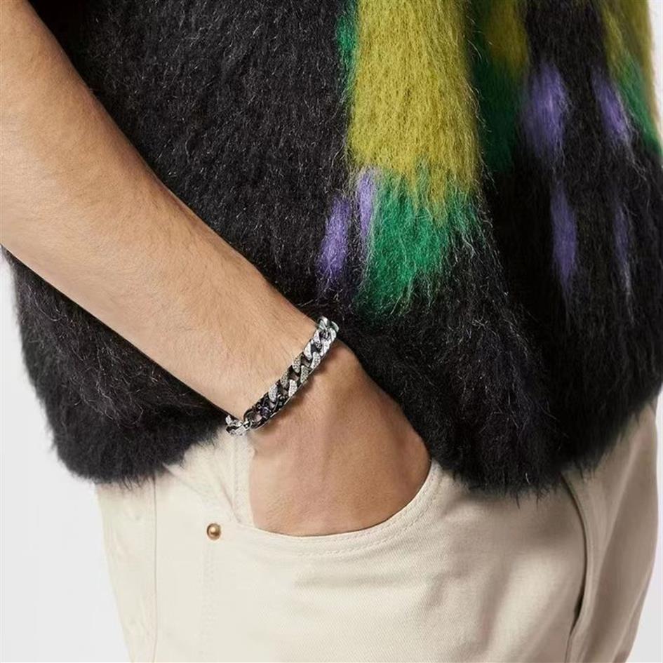 Farbige Zirkon-Spleiß-Herrenketten-Halskette, italienisches Design, Mode, Straßentrend-Armband, Accessoires293z